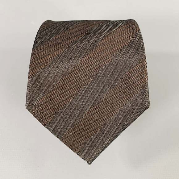 BURBERRY Brown Textured Silk Blend Tie - Picture 1 of 4